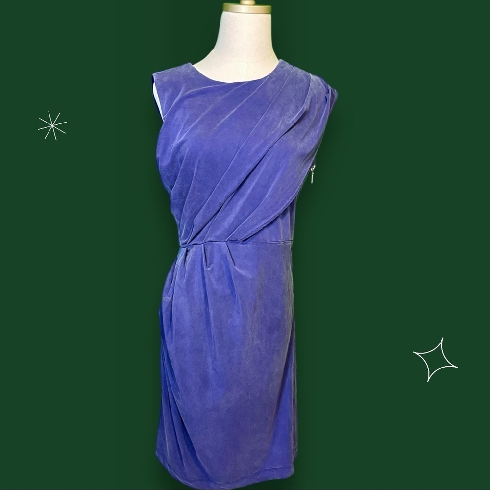 Armani Exchange Indigo Purple / Blue Gathered Shoulder & Waist Side Zip Dress M